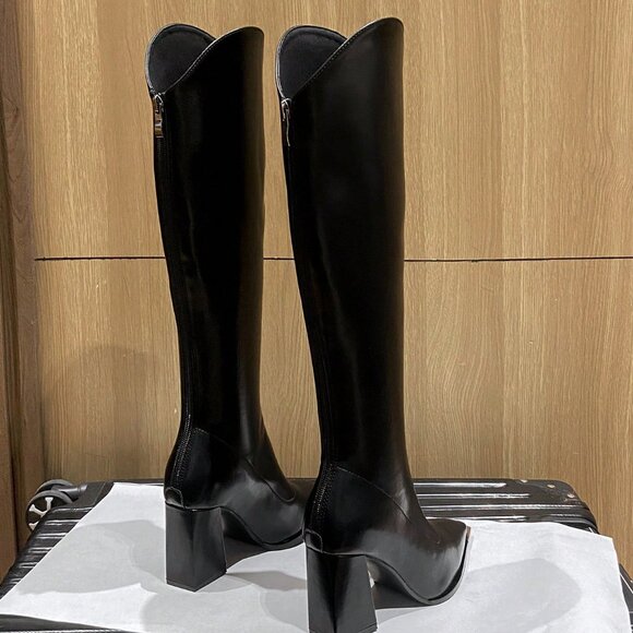 Black Elegant Women's High Quality Mid-Heel Over-The-Knee High Heels - Picture 2 of 6